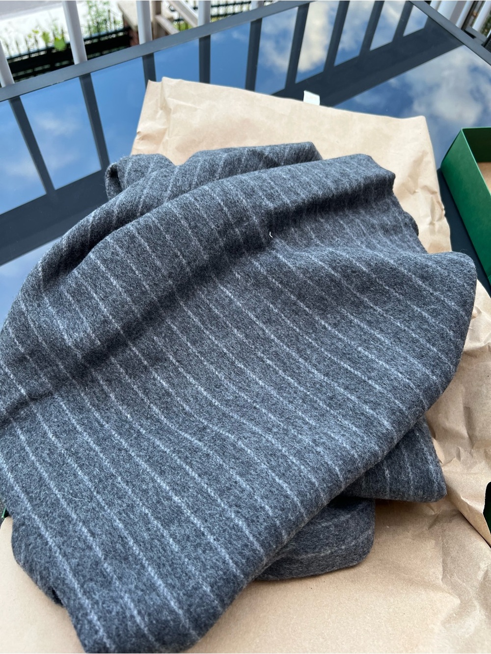 Club Monaco Gray Pinstripe Scarf